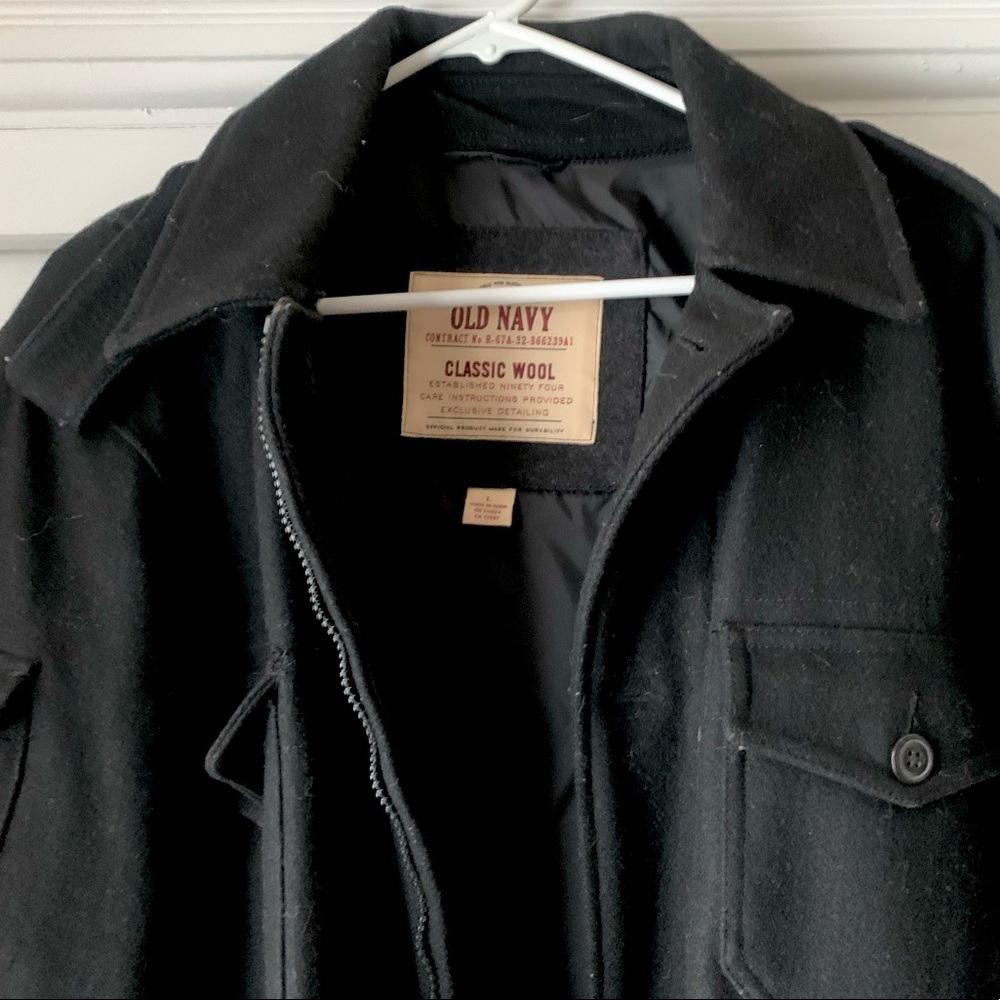 Old Navy classic wool Peacoat black Large men's L. Coats jacket pea coat